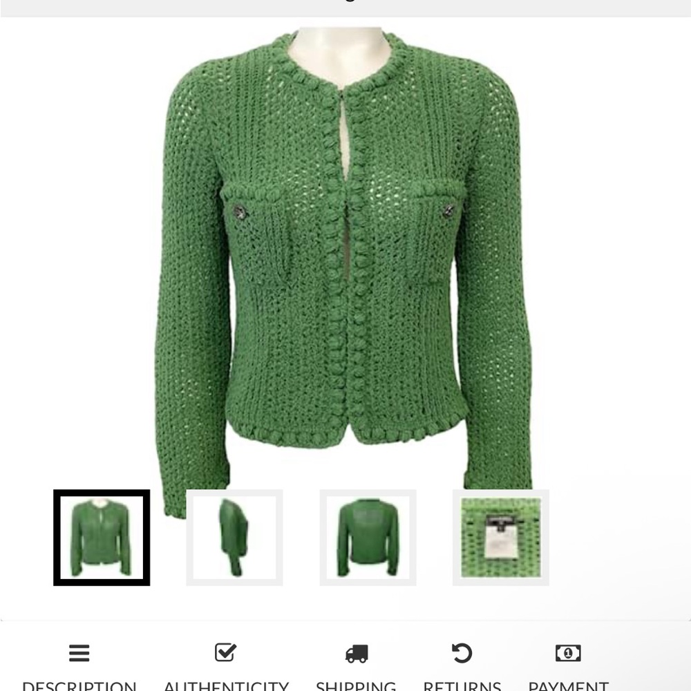 CHANEL Green Knit Cardigan